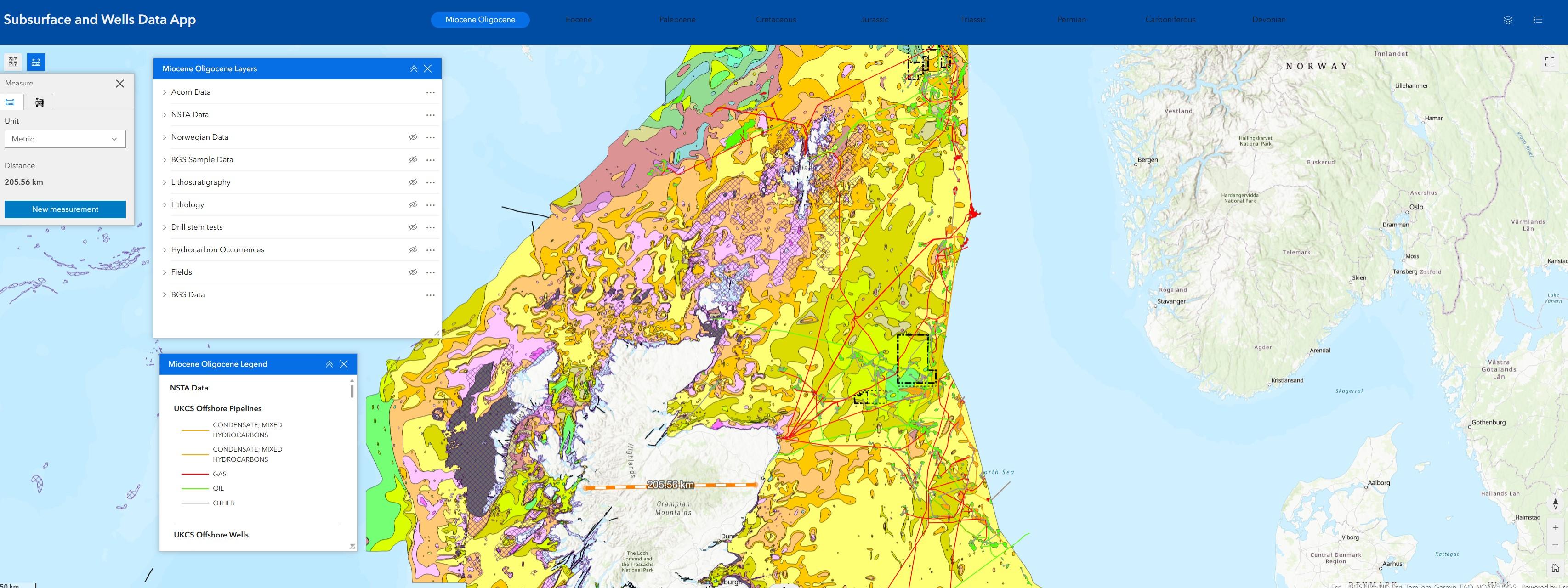 Acorn Subsurface App — NITA data and UUCS pipeline legend panel