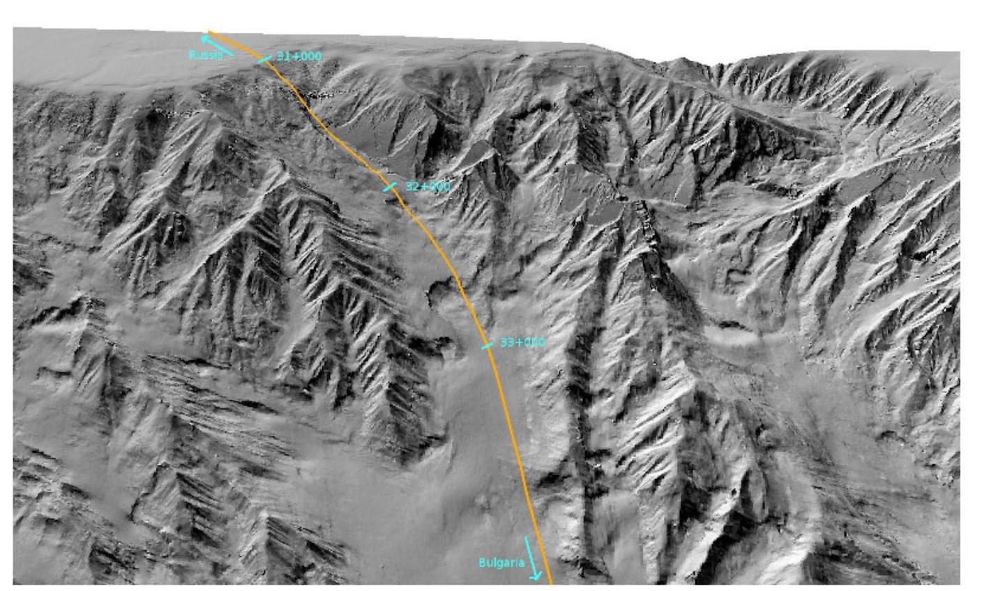 SASOL Temane — 3D terrain analysis along offshore pipeline route, Mozambique